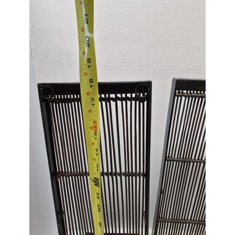 Set Of 2 Vintage Black Bamboo Wall Sconces Shelves Boho MCM Tokyo 6x18